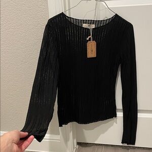 NATURAL LIFE Black Ribbed Long Sleeve Top